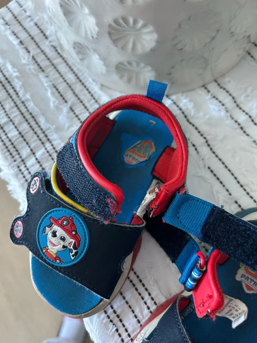 Paw Patrol Kids Size 7 Velcro Sandals Navy Blue Red Character Shoes